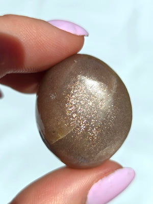 Peach Moonstone Tumbles with golden sunstone