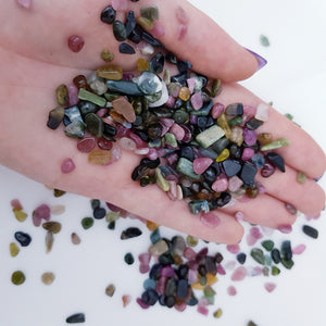 Tourmaline multi coloured crystal chips 100g